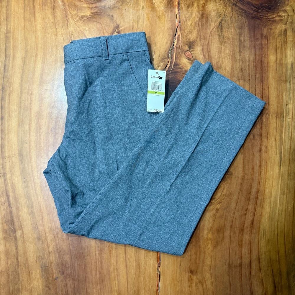 NEW Calvin Klein Girl's Pants 14 Stretch Zip Straight leg Slim Fit Dress JJ15